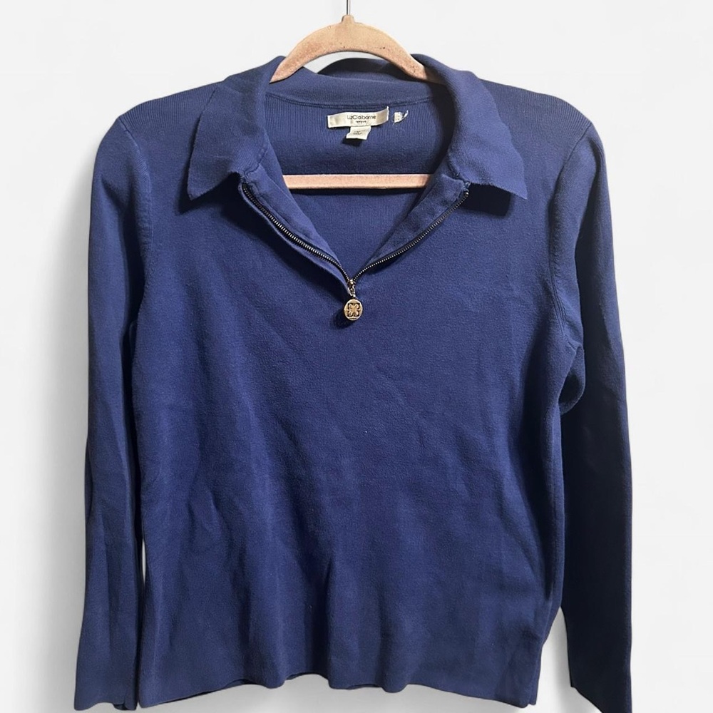 Classic Liz Claiborne New York petite knit sweater in a beautiful blue